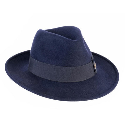 Cappello Fedora Lapin color Blu, in feltro di lapin, foto con orientamento laterale - Primario Nesti