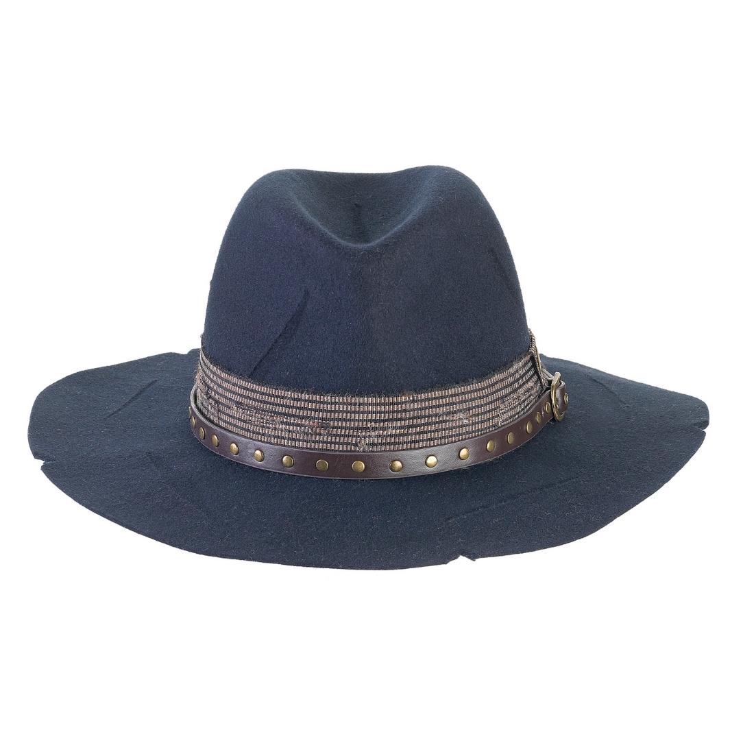 Cappello Country Deluxe color Blu, in feltro antipioggia da uomo, foto con orientamento frontale - Primario Nesti