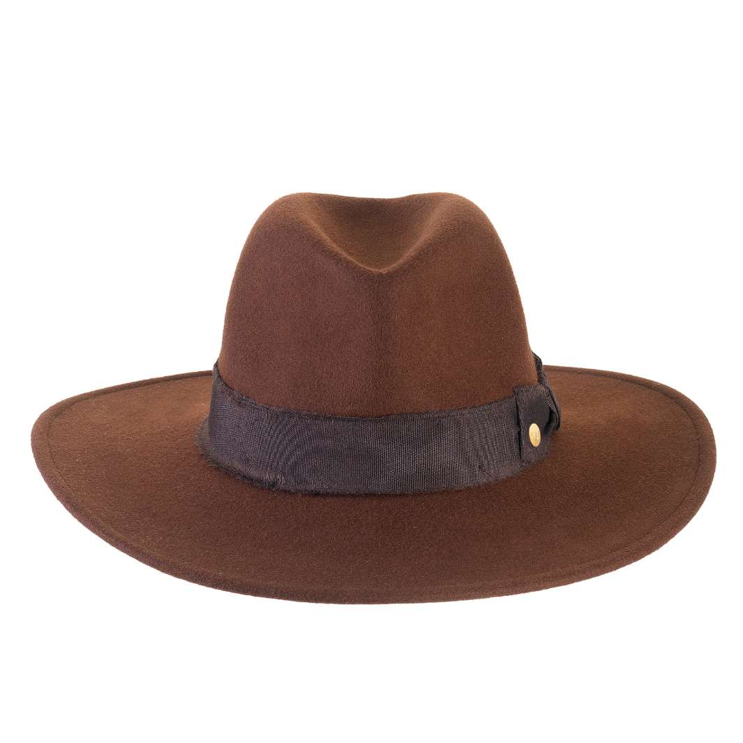 Cappello Fedora Esclusivo color Marrone, in feltro di lapin, foto con orientamento frontale - Primario Nesti
