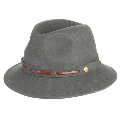 Cappello Fedora Jazz color Antracite, in feltro di lana merinos da uomo, foto con vista inclinata - Primario Nesti