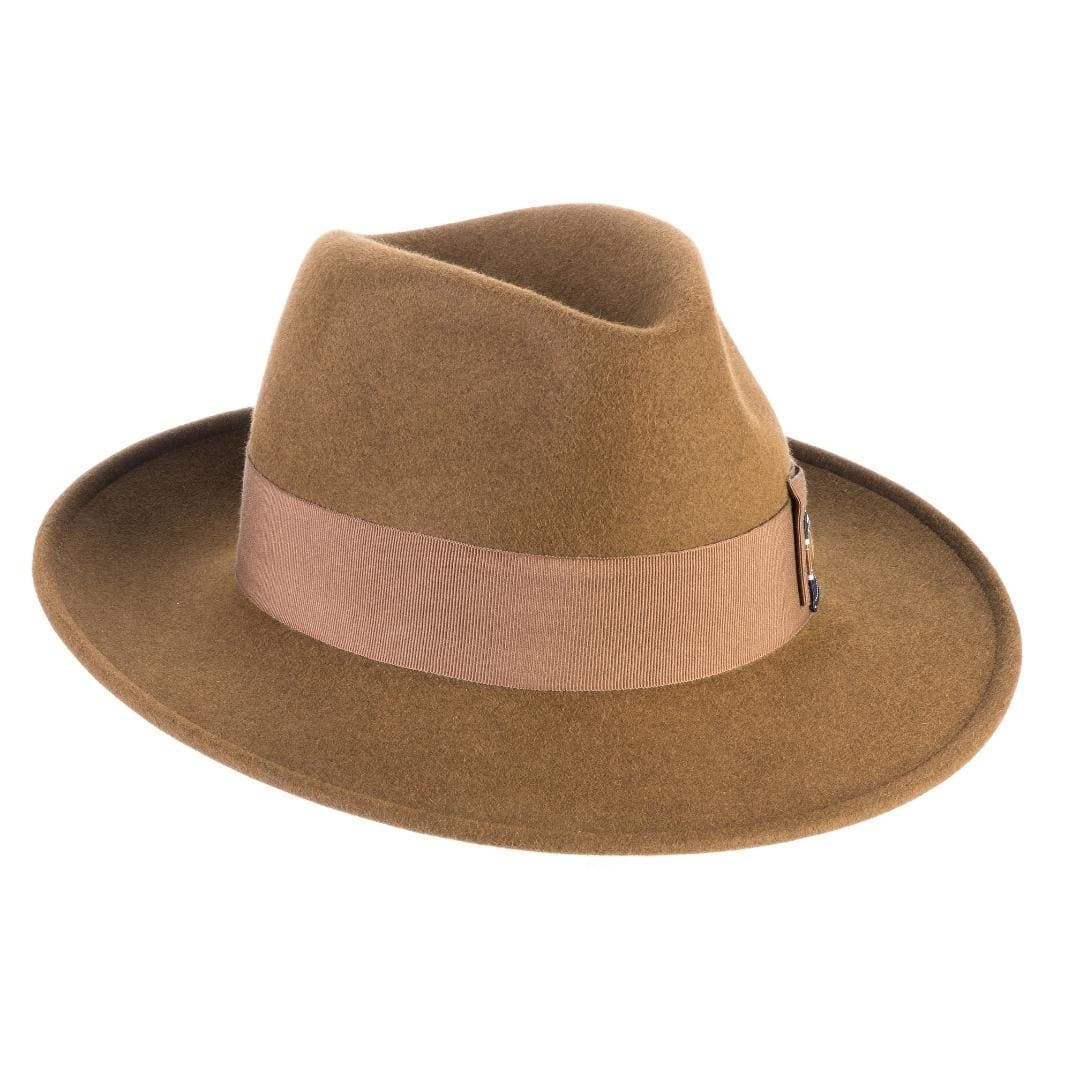 Cappello Fedora Lapin color Bronzo, in feltro di lapin, foto con orientamento laterale - Primario Nesti