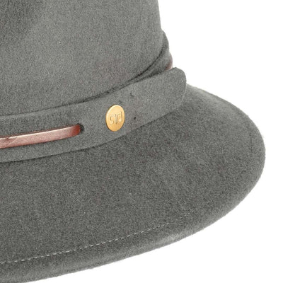 Cappello Fedora Jazz color Antracite, in feltro di lana merinos da uomo, foto con vista dettaglio ravvicinato - Primario Nesti