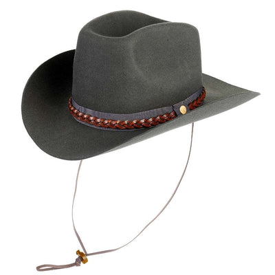 Cappello Cowboy Classico color Antracite, in feltro antipioggia da uomo, foto con vista inclinata - Primario Nesti