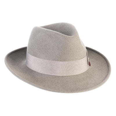 Cappello Fedora Lapin color Tortora, in feltro di lapin, foto con orientamento laterale - Primario Nesti