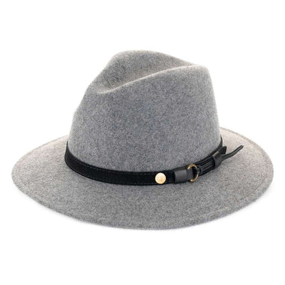 Cappello Fedora Ala Media color Perla, in feltro di lana merinos da uomo, foto con vista inclinata - Primario Nesti