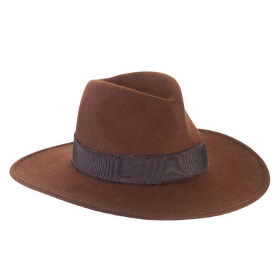 Cappello Fedora Esclusivo color Marrone, in feltro di lapin, foto con orientamento laterale - Primario Nesti