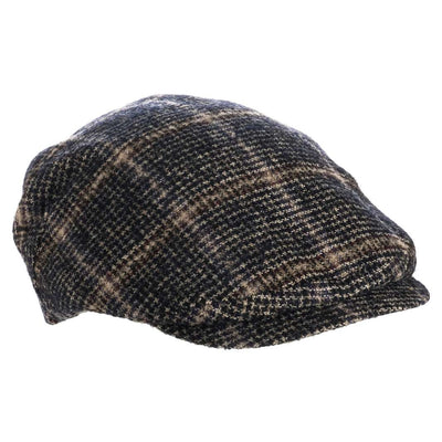 Cappello Coppola Pied de Poule color Testa di Moro, in lana vergine, foto con vista inclinata - Primario Nesti