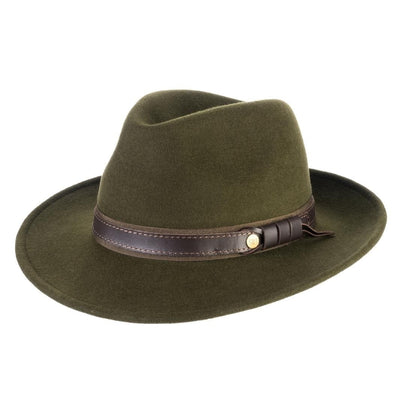 Cappello Fedora Tradizionale color Verde, in feltro antipioggia da uomo, foto con vista inclinata - Primario Nesti
