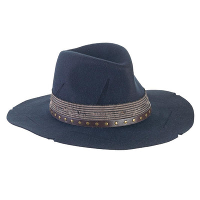 Cappello Country Deluxe color Blu, in feltro antipioggia da uomo, foto con orientamento laterale - Primario Nesti