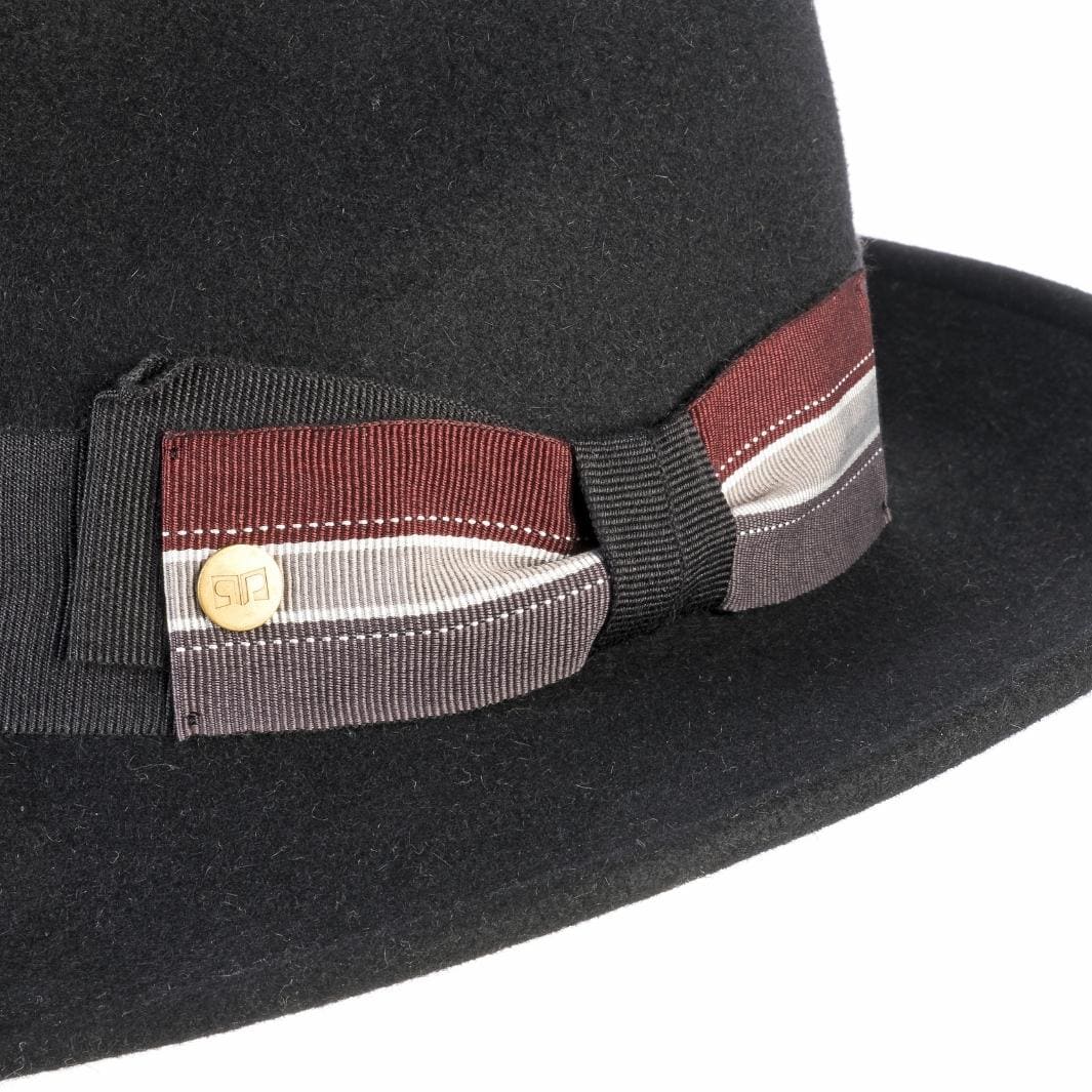 Cappello Fedora Lapin color Nero, in feltro di lapin, foto con vista dettaglio ravvicinato - Primario Nesti