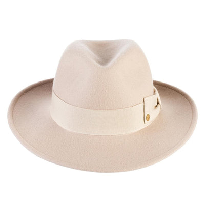 Cappello Fedora Coccos color Sabbia, in feltro di lana merinos da uomo, foto con orientamento frontale - Primario Nesti