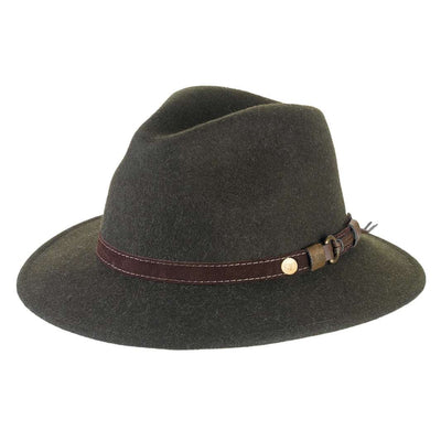 Cappello Fedora Ala Media color Verde, in feltro di lana merinos da uomo, foto con vista inclinata - Primario Nesti