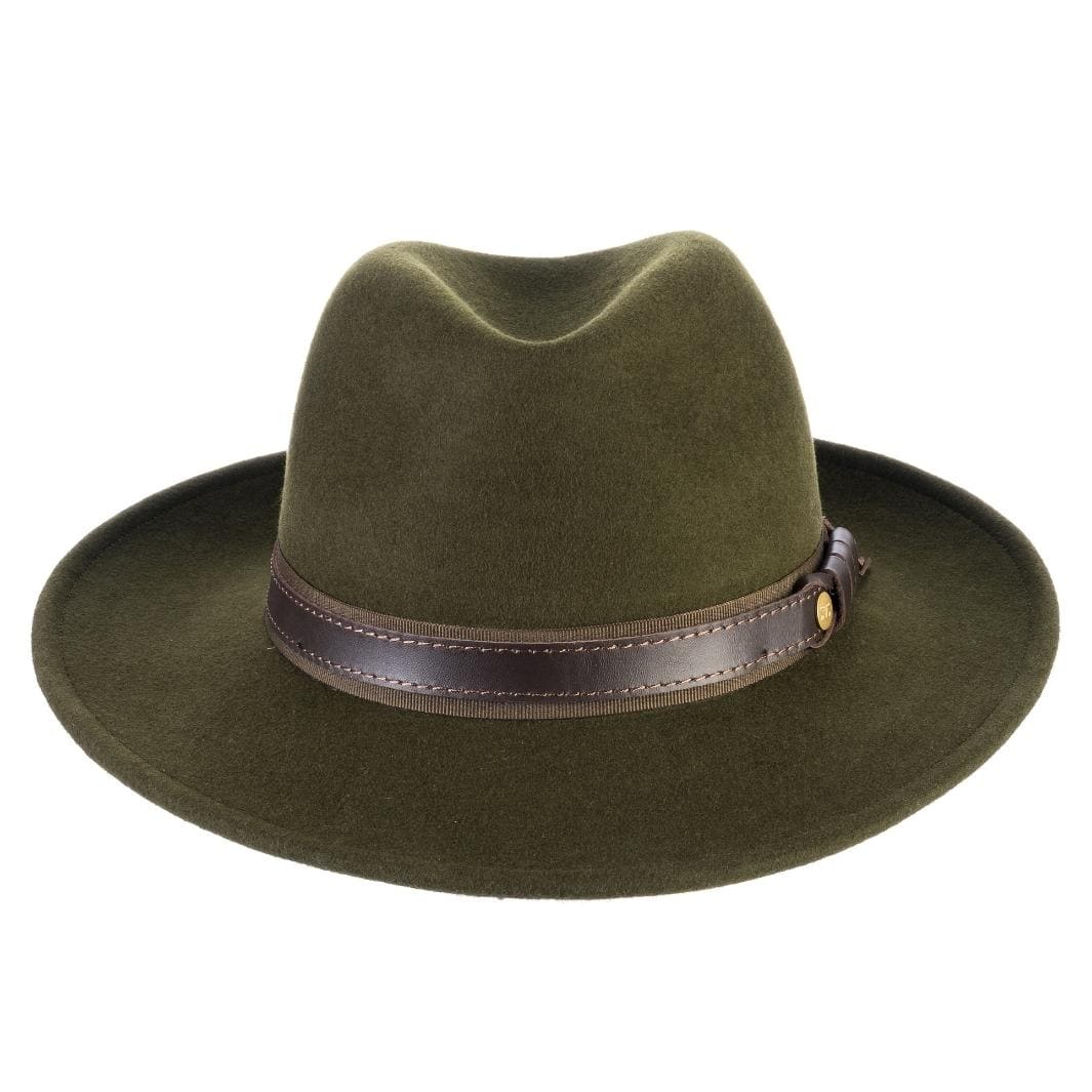 Cappello Fedora Tradizionale color Verde, in feltro antipioggia da uomo, foto con orientamento frontale - Primario Nesti
