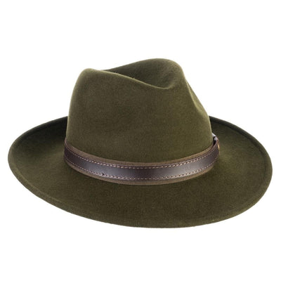 Cappello Fedora Tradizionale color Verde, in feltro antipioggia da uomo, foto con orientamento laterale - Primario Nesti